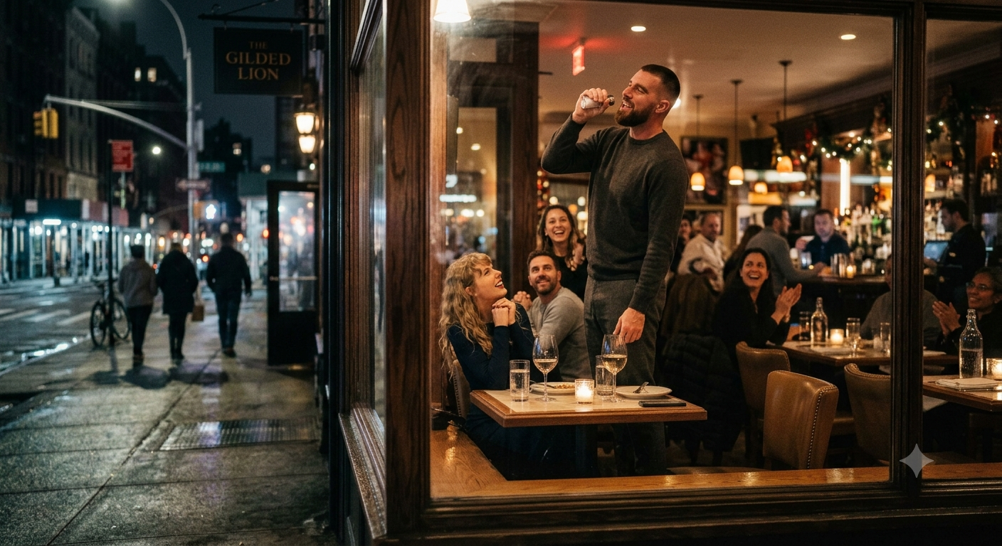Taylor Swift Drooling Over New Husband Travis Kelce on Their First Post-Wedding Dinner Date in NYC - He Shocks Everyone With Surprise Table Performance, Wedding Slow Dance & Hilarious Twerking! Open Window Chaos Goes Viral... See Full Clip + 38 Steamy Photos