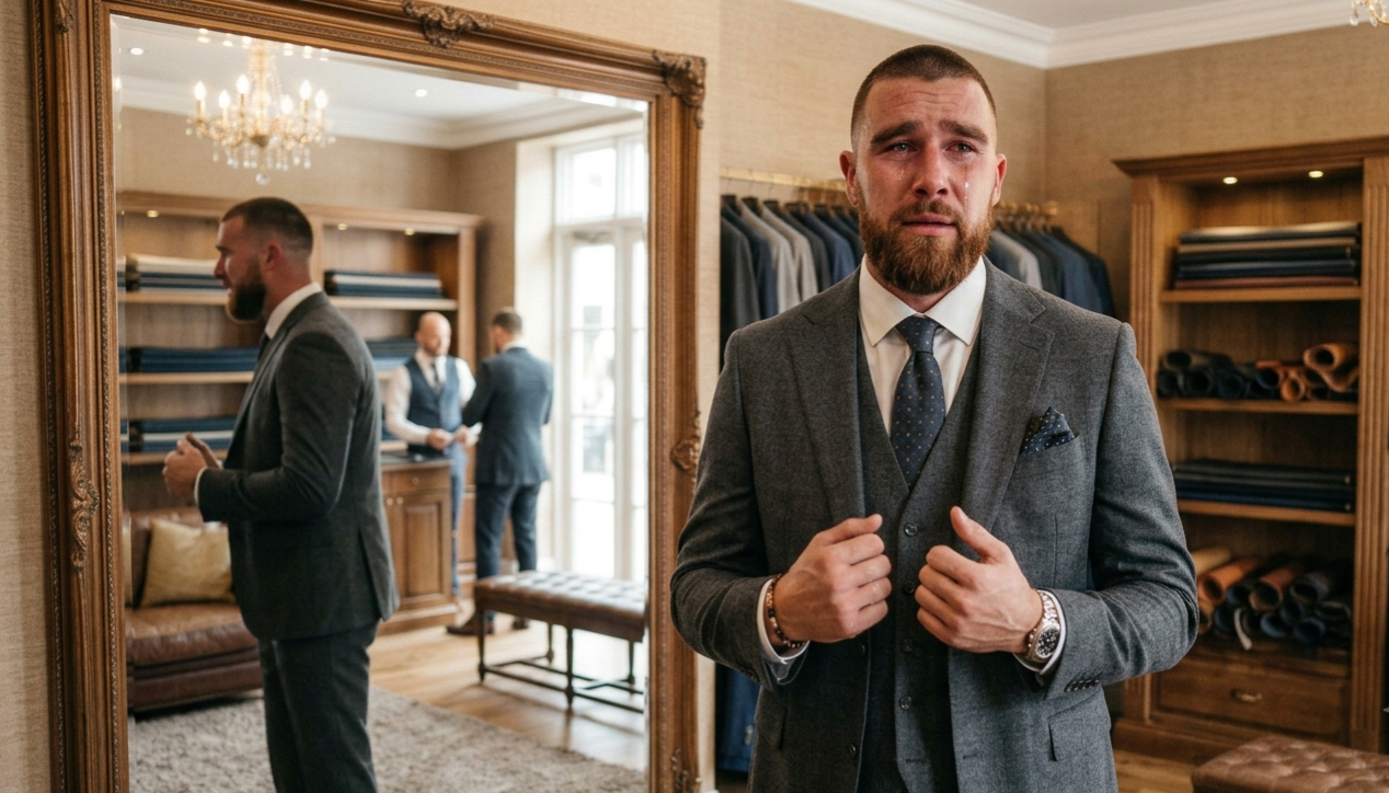 Shocking footage shows Travis Kelce crying while trying on his custom wedding suit chosen by Taylor Swift... See photos