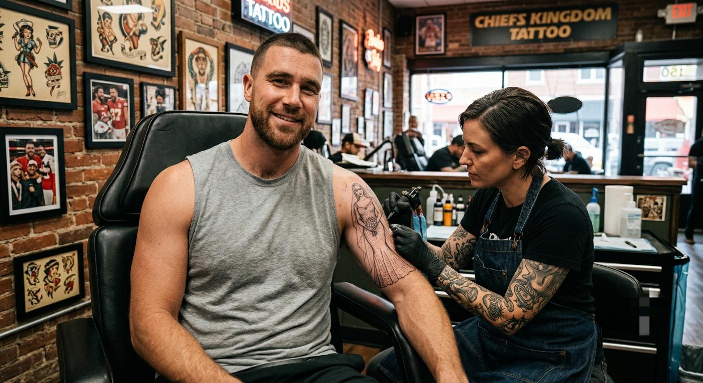 Travis Kelce Unveils Massive Taylor Swift Tattoo Days Before Wedding - But One Detail Has Fans Talking... See Photos