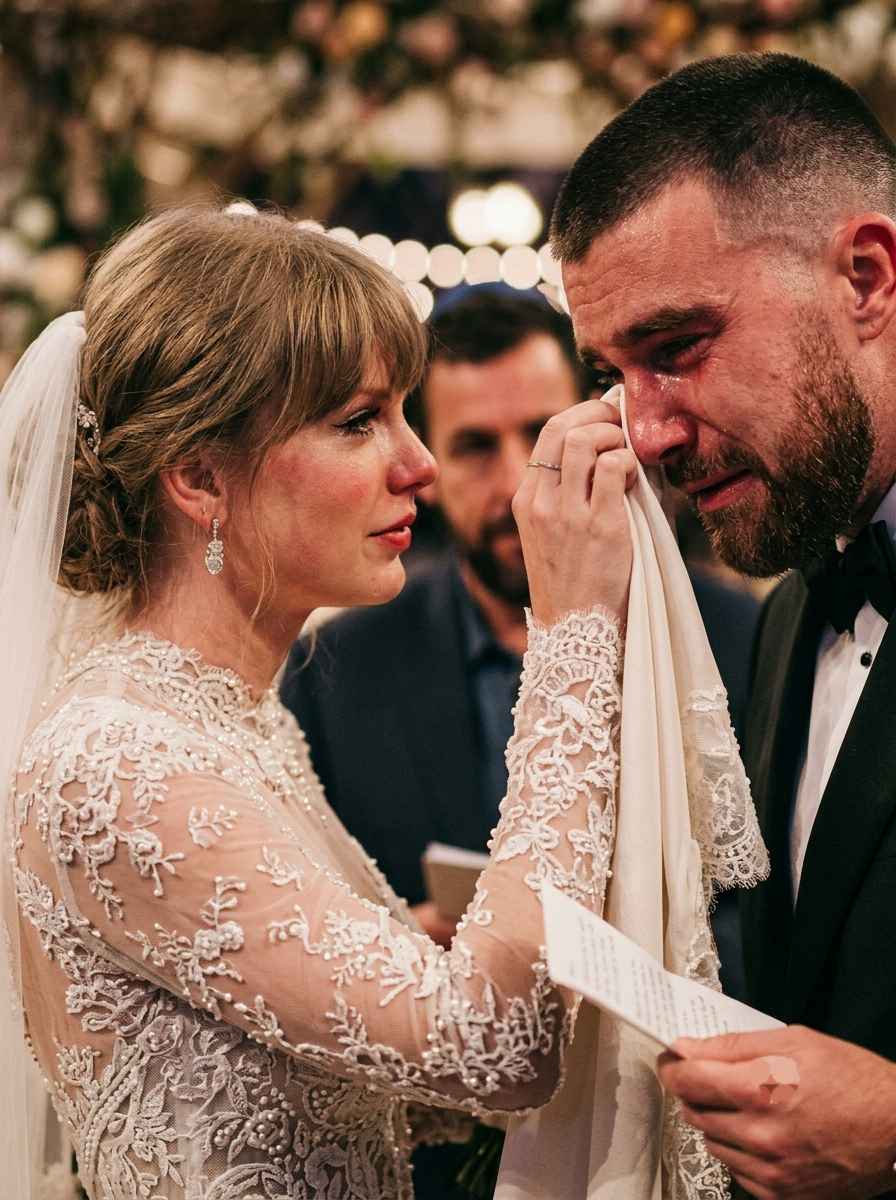 Full Video of Travis Kelce Crying as He Reads the Sweetest Vows to His Wife Taylor Swift, Leaving Her Blushing and in Tears - Guests Were Taken on an Emotional Rollercoaster When Taylor Used Her Wedding Dress to Wipe His Uncontrollable Tears… See Unseen Clip