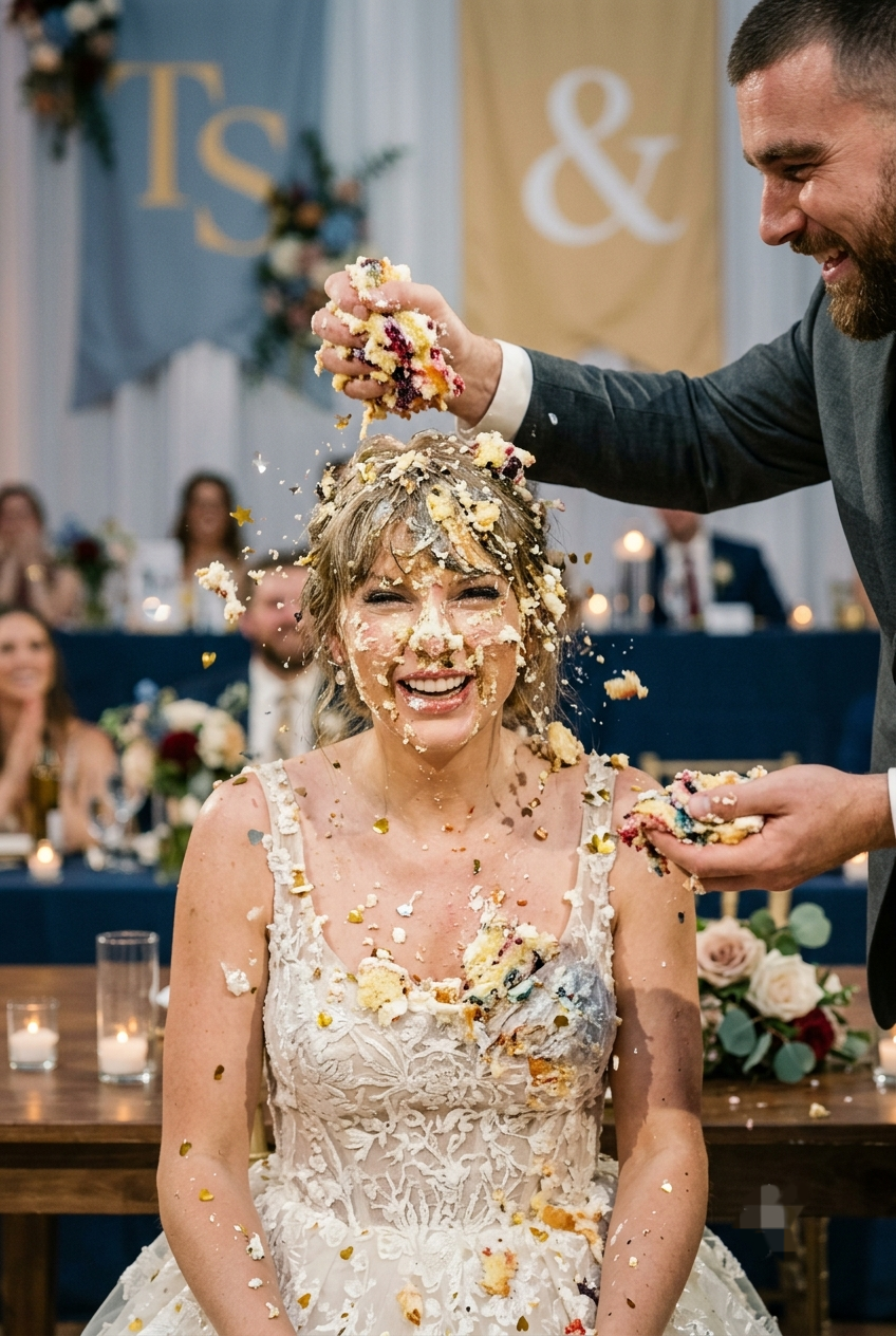 First Look at a Never-Before-Seen Clip from Taylor Swift and Travis Kelce’s Star-Studded MSG Wedding Documentary, Capturing Insane Moments from Jason Kelce’s Shirtless Altar Speech to the Wedding Cake Smash on Taylor’s Face, Plus Clear High-Detail Photos of Her Wedding Dress