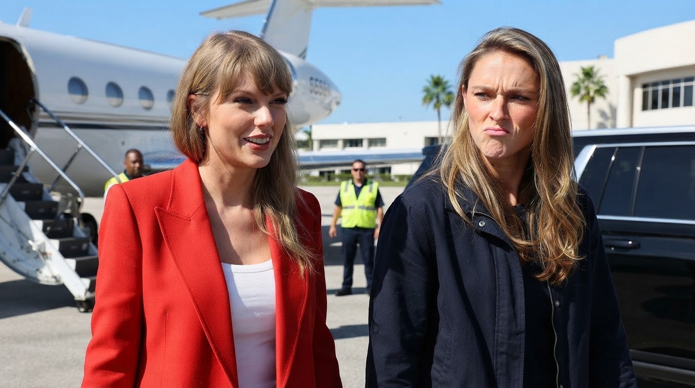 Kylie Kelce Looks Visibly Annoyed as She Arrives With Sister-in-Law Taylor Swift Kelce at a Florida Airport Ahead of the Chiefs vs. Buccaneers Preseason Game