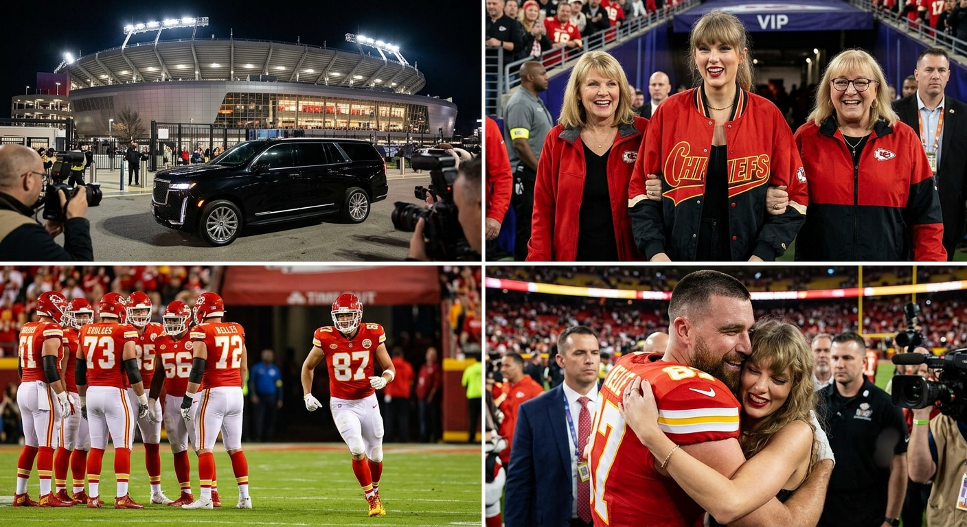 Taylor Swift Makes a Shocking Grand Late Appearance With Her Mother Andrea and Mother-in-Law Donna Kelce at the Chiefs vs. Buccaneers Preseason Game - See the Sweet Moment Travis Kelce Ditches His Teammates to Run and Embrace His Adorable Wife Taylor Swift