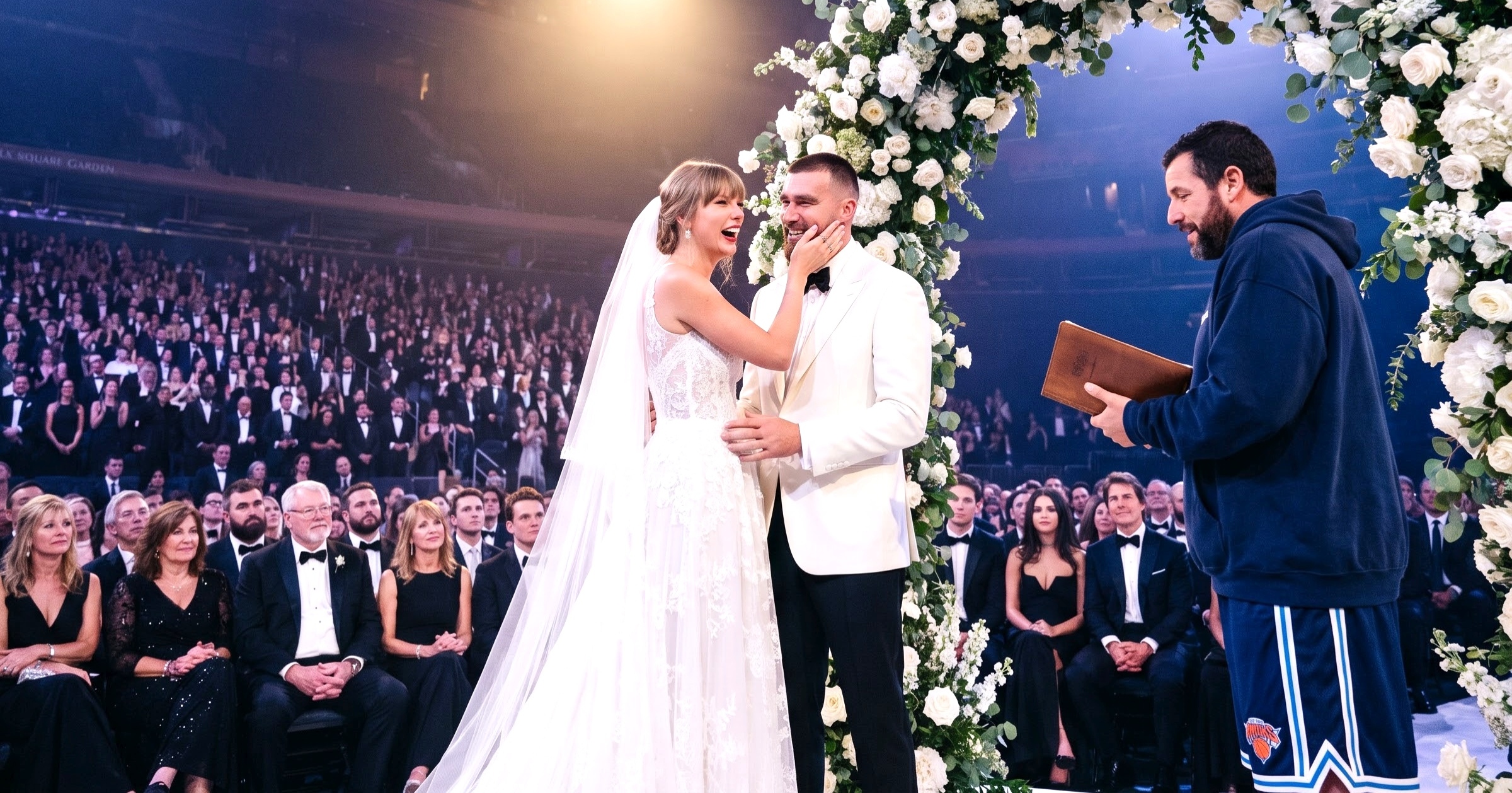 Travis Kelce Finally Releases Never-Before-Seen Magical Photos From His MSG Wedding to Taylor Swift on the Latest Episode of New Heights - Revealing Their Emotional Vow Moment as Adam Sandler Officiates the Ceremony in True Sandman Style Before MSG Reportedly Kicked Everyone Out for Taking Too Much Time... See All the Stunning Photos Fans Have Been Waiting Crazily to See
