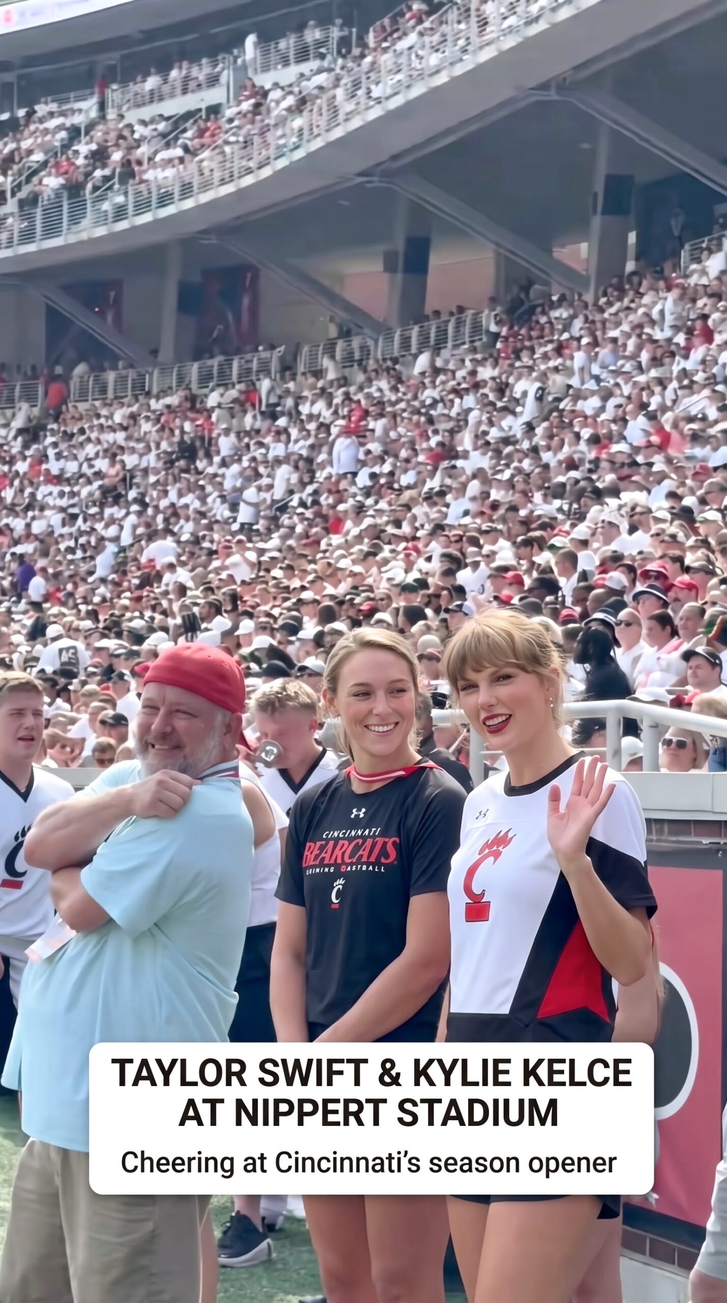 Taylor Swift, Travis Kelce and Sister-in-Law Kylie Kelce Spotted Supporting Jason Kelce as He Is Honored at the Bearcats' Opening Game Ahead of His Hall of Fame Induction in October - See the Full Never-Before-Seen Clip