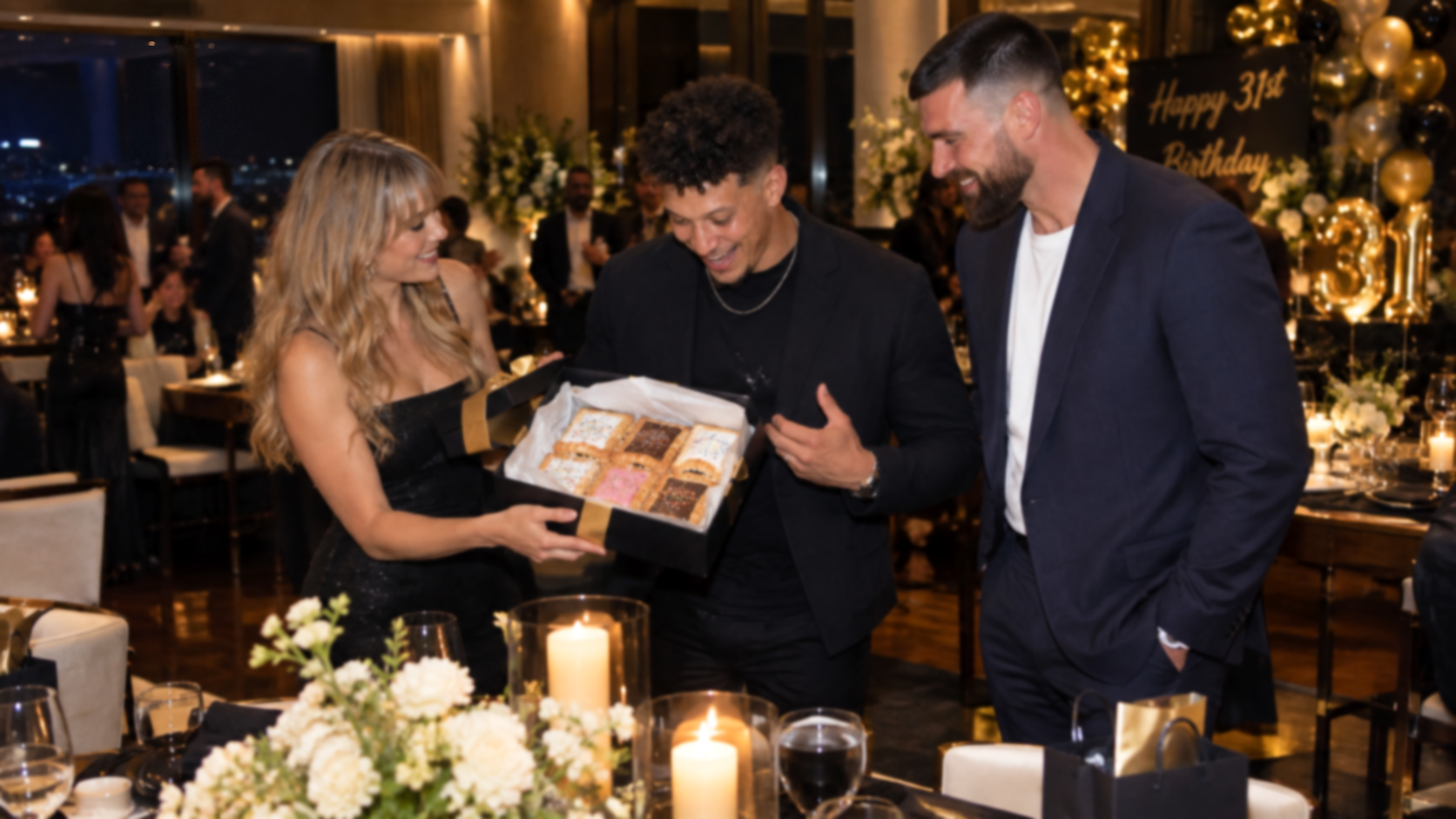 Taylor Swift and Husband Travis Kelce Spotted at Patrick Mahomes’ 31st Birthday Dinner as Taylor Brings Her Homemade Pop-Tarts as a Special Gift for Patrick and Shares Them With Everyone at the Party... See Photos and a Never-Before-Seen Clip of All the Beautiful Moments