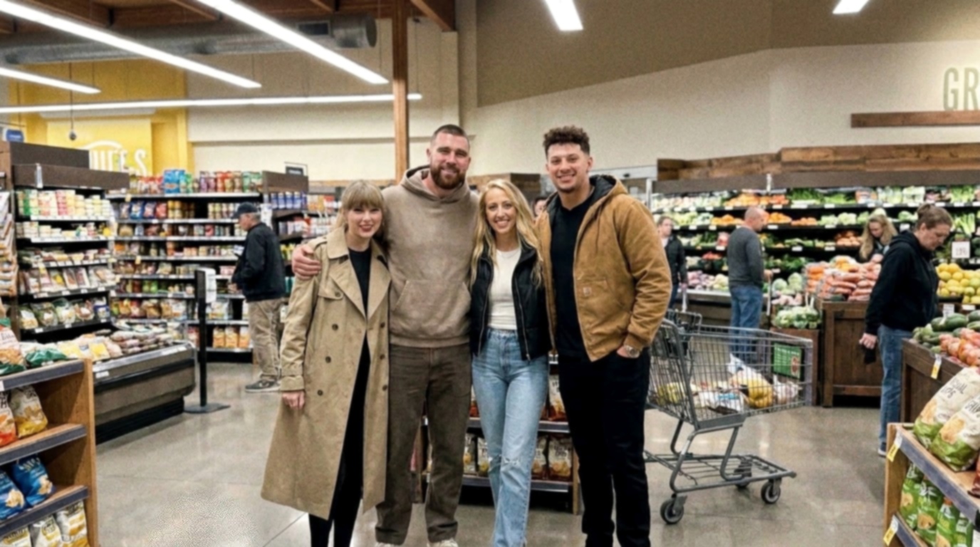 Taylor Swift, Travis Kelce, Patrick Mahomes and Brittany Mahomes Turn Heads as the Two Power Couples Share a Rare Grocery Store Moment in Kansas City Following Travis’ Viral Touchdown and Taylor’s “That’s My Husband!” Celebration... See the Sweet Photos and Never-Before-Seen Moments