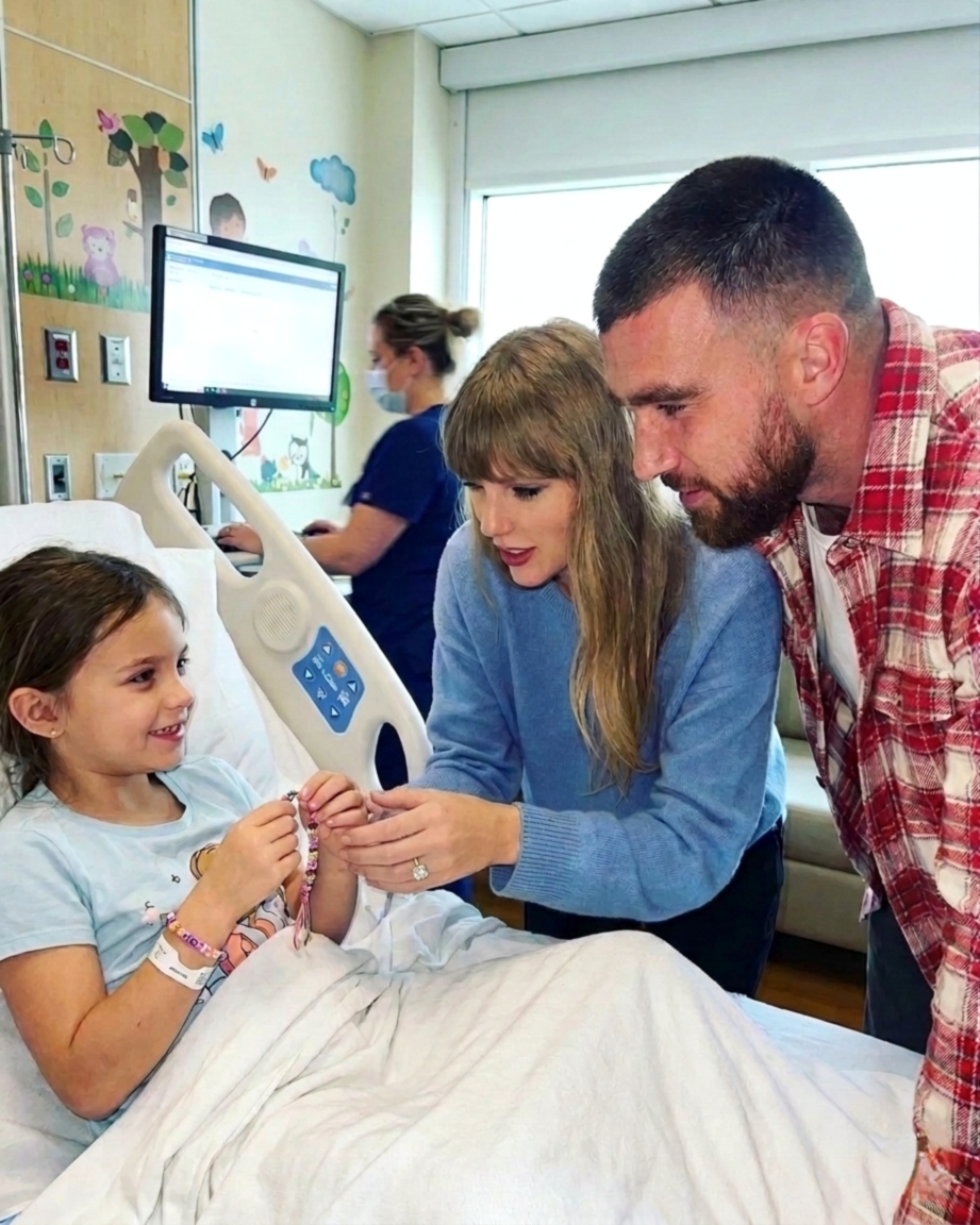 Taylor Swift and Husband Travis Kelce Share Sweet Moment With Dying Young Swiftie at Children's Mercy Hospital in Heartwarming New Photo