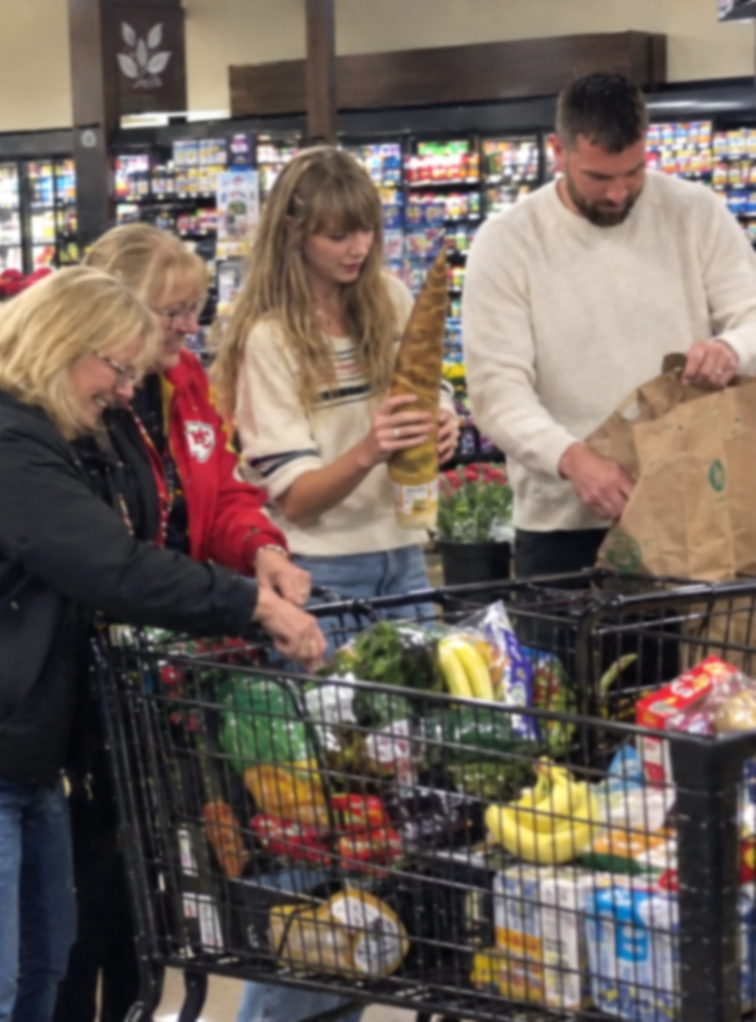 Taylor Swift and Husband Travis Kelce, Alongside Moms Donna Kelce and Andrea Swift Steal the Spotlight in New Photos at a Kansas City Grocery Store Playing “Cleveland” From The Life of a Showgirl: The Encore as the Couple Shows Off Sweet Dance Moves and Both Moms Laugh After Taylor Drops the Encore
