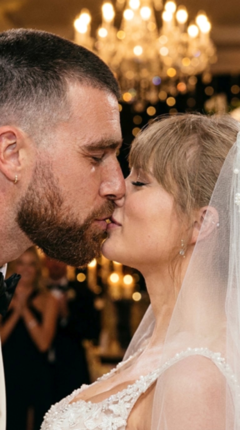 Taylor Swift Finally Drops the First Official Photos and Clip of Their Sweet First Kiss as a Married Couple After Adam Sandler’s Heartwarming “You May Kiss the Bride” Moment at Their Star-Studded MSG Wedding