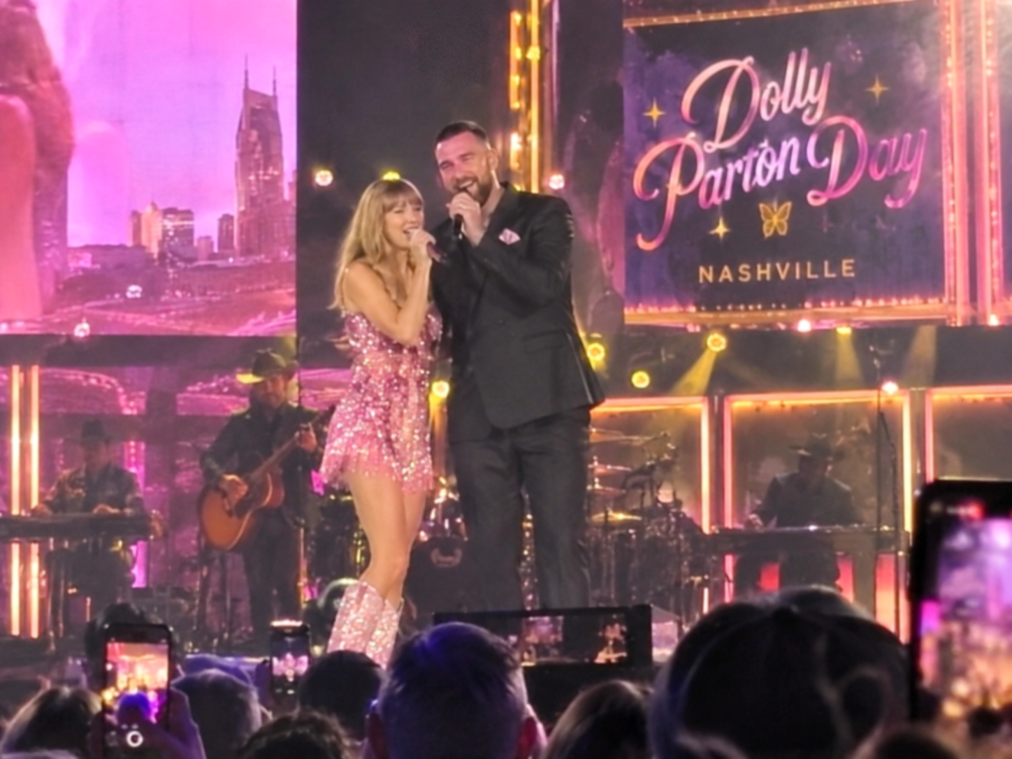 Taylor Swift and Husband Travis Kelce Break the Internet With a New Photo From Their Surprise Nashville “9 to 5” Duet on Dolly Parton Day, Following Their Appearance Together in the “Cleveland!” Lyrics Video After the Release of The Life of a Showgirl: The Encore