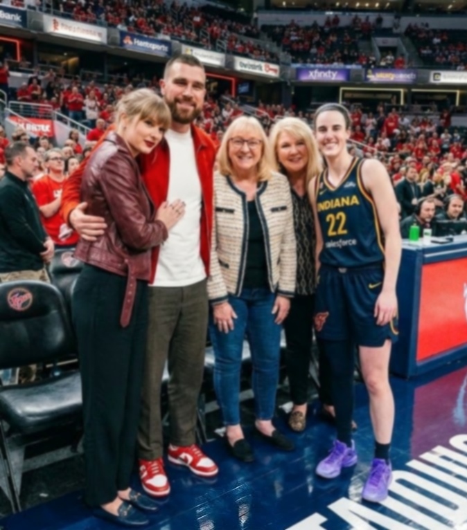 Taylor Swift, Travis Kelce, Andrea Swift and Donna Kelce Steal the Spotlight in New Photo as They Pose With Caitlin Clark Before the WNBA Playoffs Fever vs. Aces Game, but Fans Can’t Stop Talking About the Sweet Gift Taylor Gave Caitlin to Cheer Her on to Victory