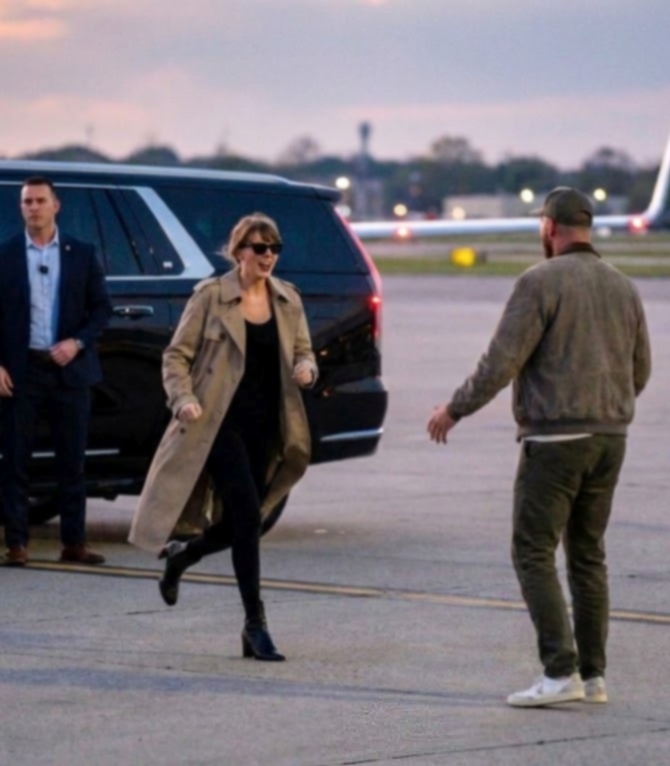 Taylor Swift Spotted Running to Hug Husband Travis Kelce and Shouting “My Mr. Cleveland” After Arriving at Kansas City Airport on Her Private Jet Following Her 3-Win Night at the 2026 VMAs in New Adorable and Hilarious Video and Photos
