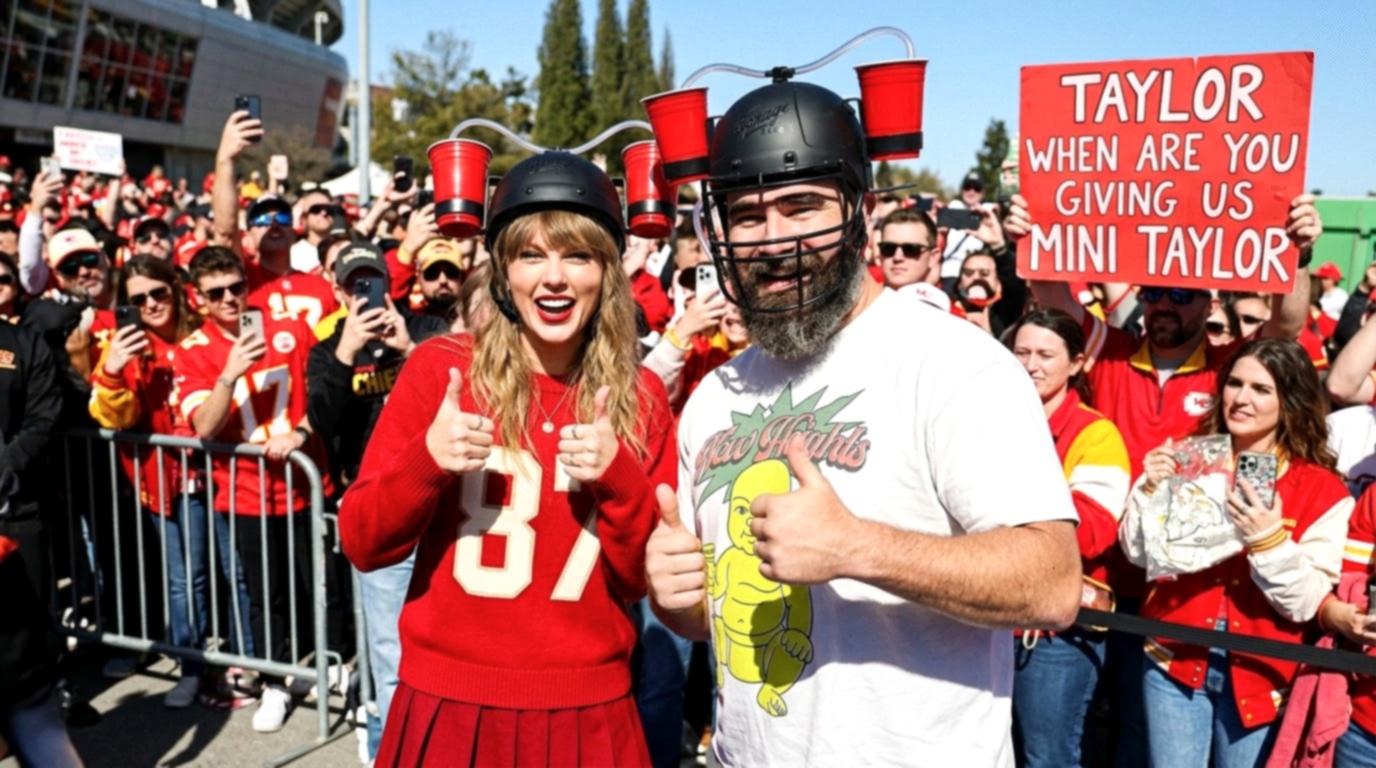 Taylor Swift and Brother-in-law Jason Kelce out tailgating at the Chiefs VS Chargers Game