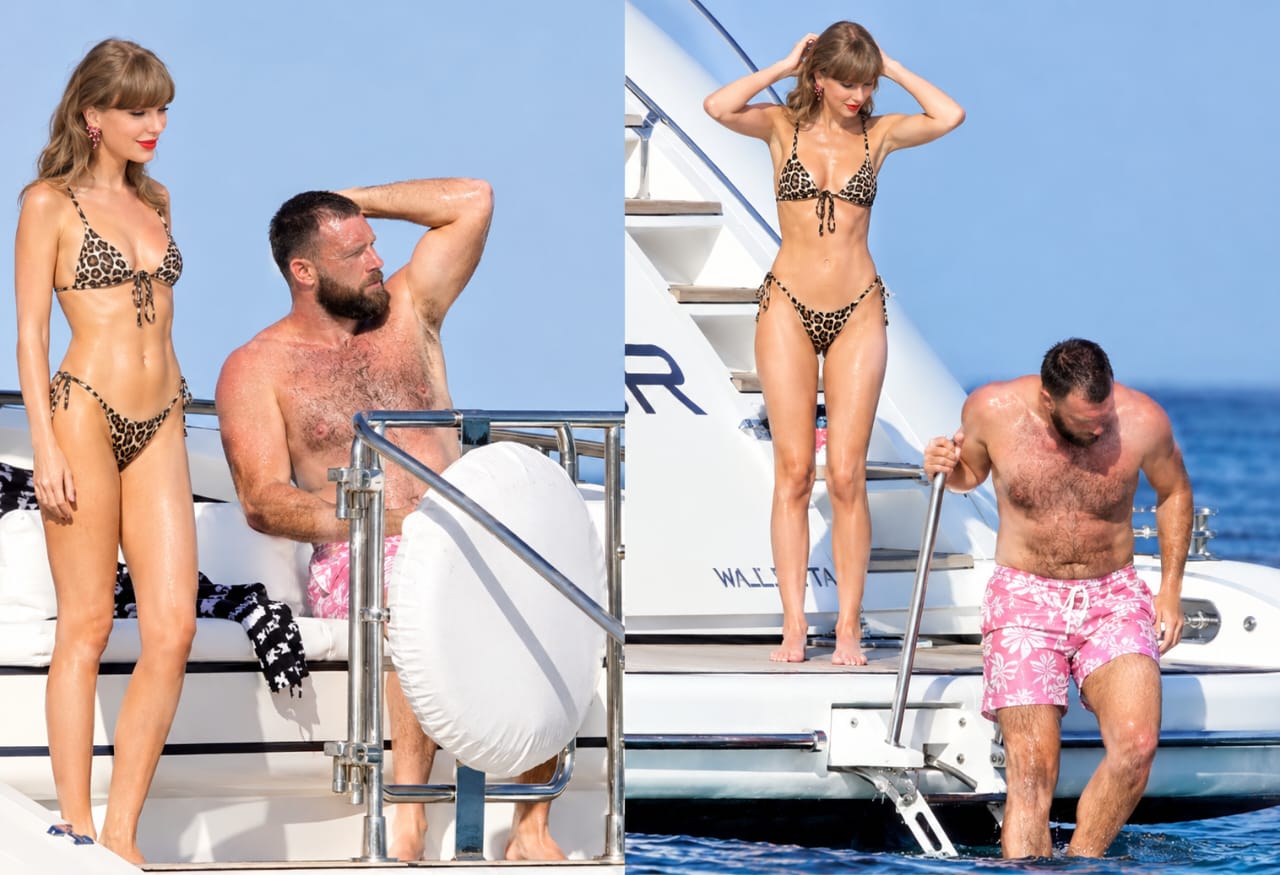 Travis Kelce can’t keep his eyes off Taylor Swift’s sizzling figure as they sweetly caress each other at the beach 2