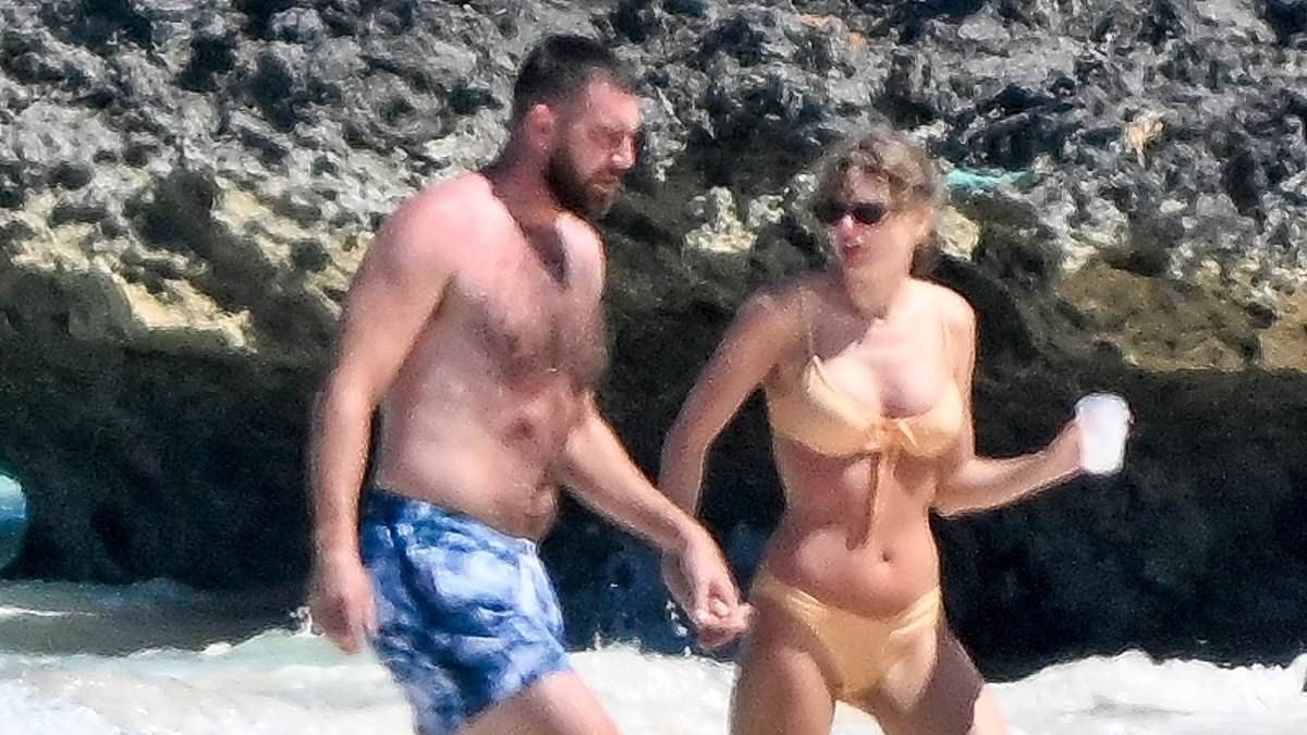 Taylor Swift shows off her incredibly toned physique in TINY yellow bikini as she shares passionate kiss with Travis Kelce during romantic Bahamas getaway
