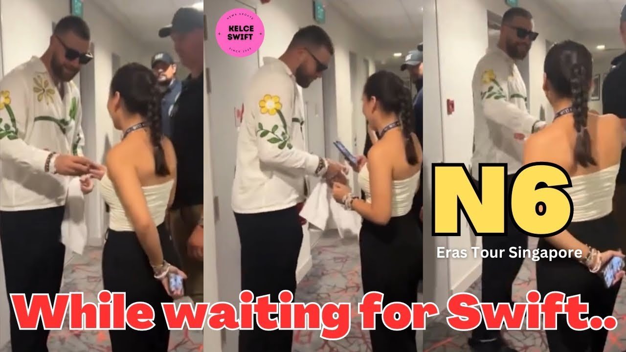 Travis Kelce exchanges friendship bracelets with Taylor Swift fans at the Eras Tour in new clip as his agent admits he's '100% a Swiftie now' after watching the popstar in Singapore