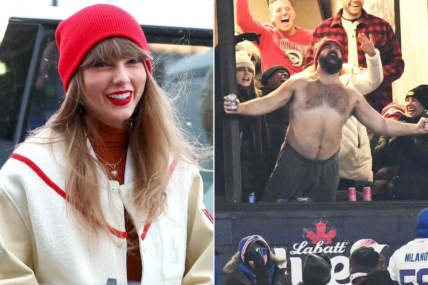 Does Taylor Swift sing about JASON Kelce too? Fans are convinced 'shirtless' reference on The Tortured Poets Department track is a nod to Travis' brother's wild antics in NFL VIP box