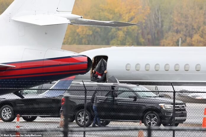 Just inTaylor Swift's private jet 'lands in Kentucky Derby as she dashes to see boyfriend Travis Kelce after finishing the South American leg of her sold-out Eras Tour last night