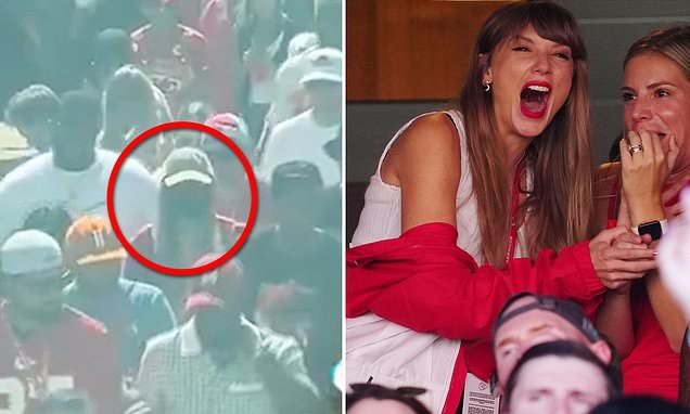 Footage shows Taylor Swift in a disguise as she arrives at her first NFL game to watch Travis Kelce