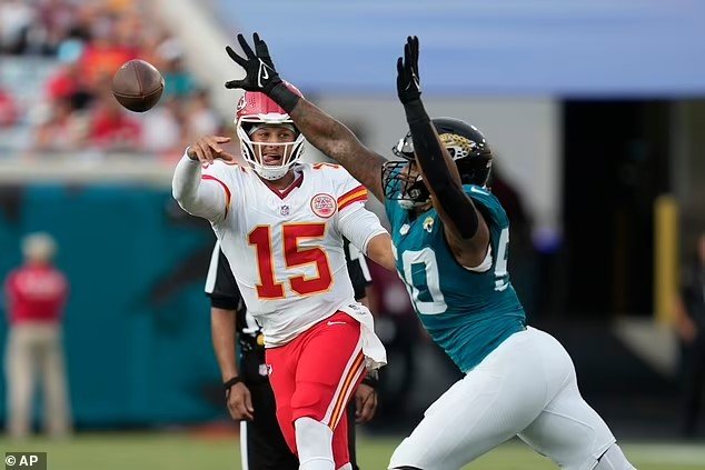 Patrick Mahomes and Travis Kelce are BACK! Chiefs stars make preseason debut in Jacksonville as Kansas City's stars aim for fourth Super Bowl title