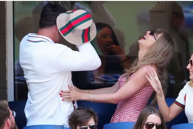 Taylor Swift Is All of Us Trying to Tackle Travis Kelce's Hat Hair at US Open: See the Sweet Moment