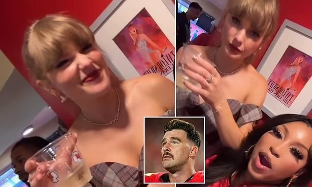 Taylor Swift Spotted Drinking During Travis Kelce’s Game, Fans Suggest She ‘Needs to Calm Down’ to Get Married