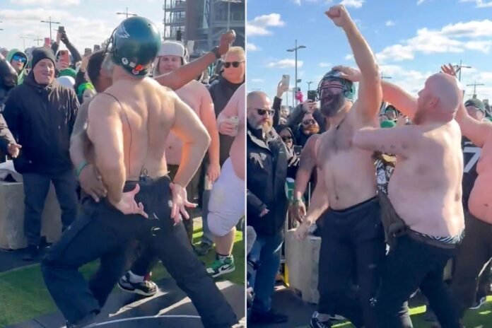 “He looks dirty, lazy and outta shape” — Fans blast Jason Kelce for dancing shirtless in public, calling him classless