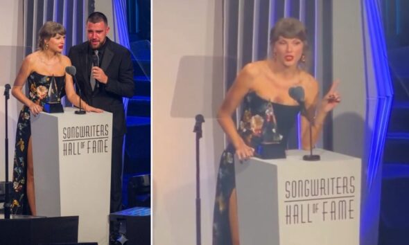 Taylor Swift Invites Fiancé Travis Kelce to the Stage During Her Songwriters Hall of Fame Induction Speech in NYC - But She Didn’t Know an Emotional Travis Would Shockingly Confirm What Millions of Fans Have Been Saying All Along… See the FULL Speech Breaking the Internet: “Taylor and I Are…”