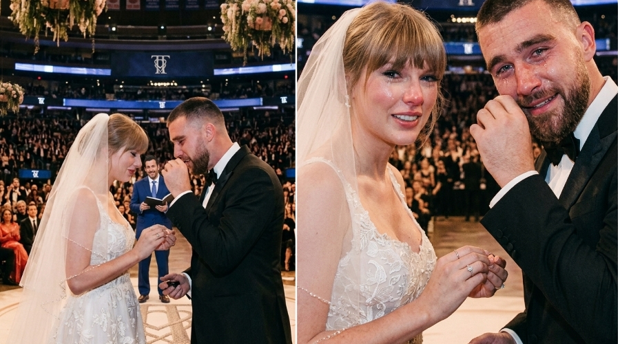 Travis Kelce and Taylor Swift Both Cry While Exchanging Rings at the Beautiful MSG Wedding Ceremony After Emotionally Saying "I do"… SEE FIRST PHOTOS
