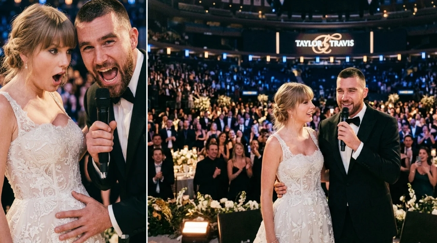 First Raw Footage Inside the MSG Wedding as Travis Kelce Stuns Guests with a Shocking Announcement While Bringing Out His Wife Taylor Swift, Dropping an Early Retirement Bombshell - but the Moment That Sparked a Massive Uproar Was When Travis Suddenly Opened Taylor’s Wedding Outfit and Shouted “We’re Having a Baby!” Revealing the Gender and Name… See Unseen Clip