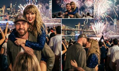 First Honeymoon Glimpse of Glowing Taylor Swift and Travis Kelce Sharing a Sweet Kiss as Fireworks Light Up the Sky During the 50th Macy’s 4th of July Celebration in NYC After Their Magnificent MSG Wedding