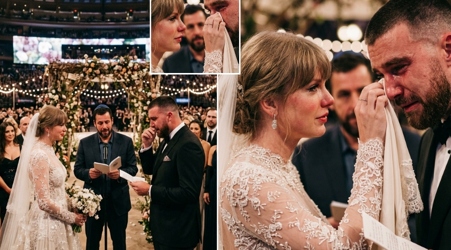 Full Video of Travis Kelce Crying as He Reads the Sweetest Vows to His Wife Taylor Swift, Leaving Her Blushing and in Tears - Guests Were Taken on an Emotional Rollercoaster When Taylor Used Her Wedding Dress to Wipe His Uncontrollable Tears… See Unseen Clip