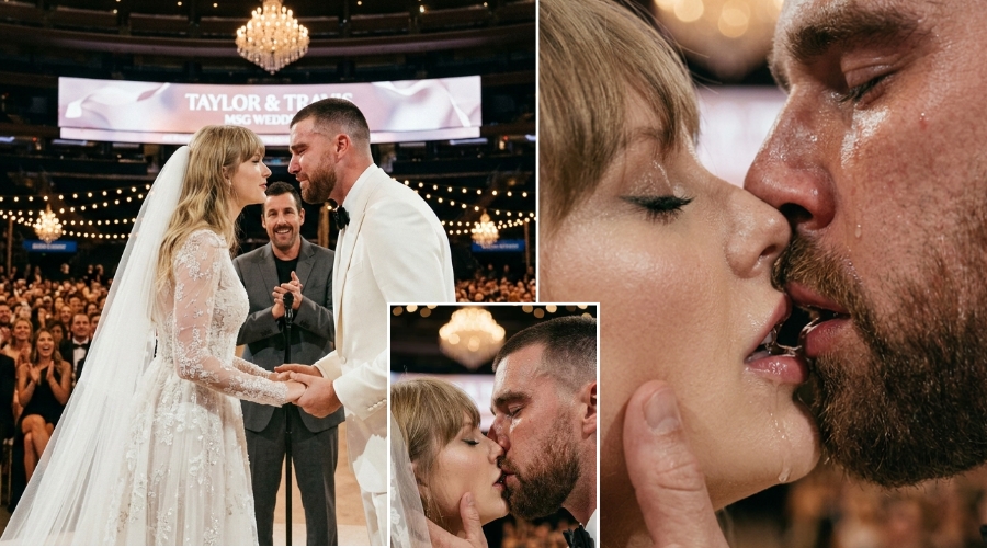 This Wedding Kiss Video of Taylor Swift and Travis Kelce at Their Magnificent MSG Ceremony Is Both Emotional and Hilarious as Travis Can’t Stop Crying and Gives Taylor a Tear-Filled Kiss… See the Latest Clip