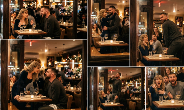 Taylor Swift Drooling Over New Husband Travis Kelce on Their First Post-Wedding Dinner Date in NYC - He Shocks Everyone With Surprise Table Performance, Wedding Slow Dance & Hilarious Twerking! Open Window Chaos Goes Viral... See Full Clip + 38 Steamy Photos