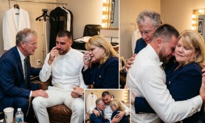 Full Video of Touching Moment as Taylor Swift's Parents Andrea and Scott Visit Travis Kelce in the Changing Room, to Give Him a Heartfelt Blessing That Left Him Sobbing and Pulling Them Into a Tearful Hug... See the Never-Before-Seen 7 Minutes Emotional Clip + 5 Newly Released Wedding Photos