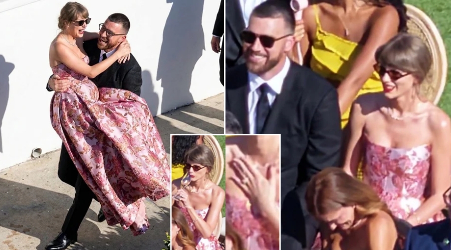 Complete Video of Shocking First Appearance as Taylor Swift and Travis Kelce Were Spotted at JuJu Smith-Schuster’s Wedding, One Week After Their Own