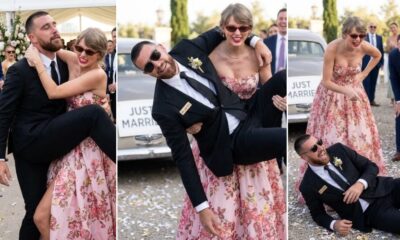 Hilarious Moment as Taylor Swift Tries to Carry Travis Kelce Bridal-Style After He Had Too Many Drinks but Ends Up Dropping Him Mid-Exit from JuJu Smith-Schuster’s Reception... See Full Clip and 5 Clearer Photos