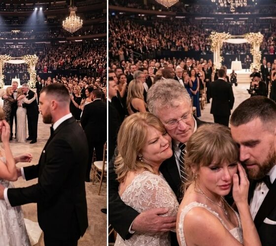 First Glimpse of the Emotional Moment as Scott and Andrea Swift and Ed and Donna Kelce, Parents of Taylor Swift and Travis Kelce, Share a Tearful Embrace at the MSG Wedding – Taylor Breaks Down Watching, and Travis Gently Comforts Her as Guests Look On, Deeply Moved… See Never-Before-Seen Clip