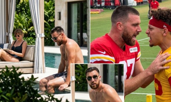 Travis Kelce Ditches Chiefs Training Camp on Day 3 After Heated Fight With Patrick Mahomes Over Insulting Comments About Taylor Swift, Spotted Few Hours Later Bare-Chested on Poolside Date With Her