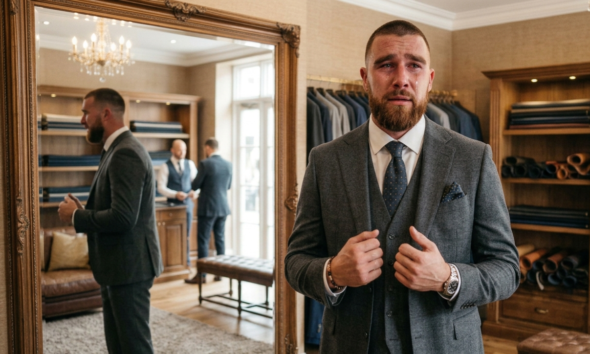 Shocking footage shows Travis Kelce crying while trying on his custom wedding suit chosen by Taylor Swift... See photos