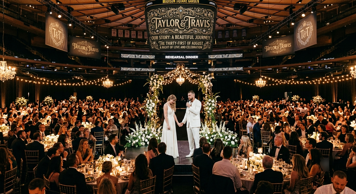First Look Inside the Moment Travis Kelce's Sweet Vows Trigger Adorable Blush Reaction from Taylor Swift at Wedding Rehearsal Dinner at MSG... See First Unseen Footage