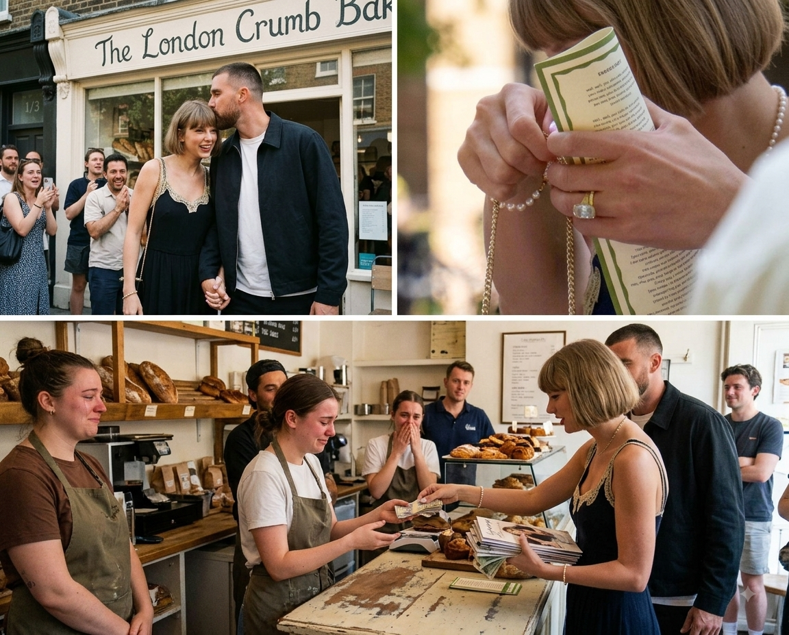 Newlywed Taylor Swift LEAVES EVERYONE SPEECHLESS and TAKES THE INTERNET BY STORM as She Makes an Unannounced Appearance Alongside Travis Kelce at a Quiet Local Bakery in London Following the Chiefs Preseason Loss, Showing Off Her New Short Hair Cut and Gold Wedding Ring while Fans Noticed the Emotional Way He Gently Kissed Her Forehead, but What She Did For the Staff Before Leaving Left the Entire Shop in Tears... See Full Details and Unseen Clips