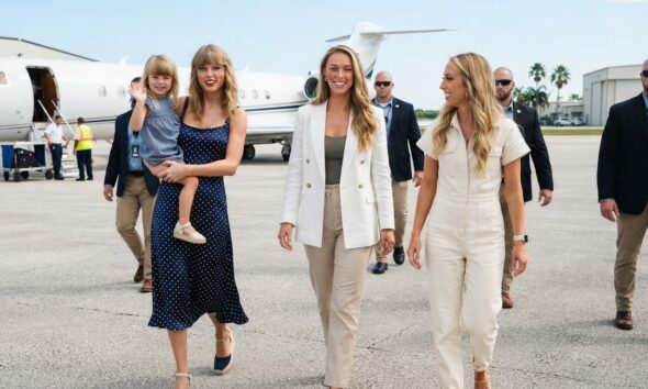 Taylor Swift, Kylie Kelce, and Brittany Mahomes Make Shocking Florida Airport Entrance Ahead of Chiefs vs Buccaneers Preseason Game - And Fans Are Saying the Exact Same Thing After Spotting Taylor Carrying a Little Girl Who Looks Just Like Her... See Clearer Photos