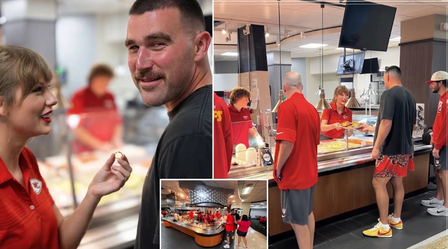 Taylor Swift Spotted Hand-Delivering Lunch to Travis Kelce’s Hungry Chiefs Teammates at the Team Facility Cafeteria, Only for the Sweet Gesture to Take a Hilarious Turn When She Handed Travis His Plate and Joked