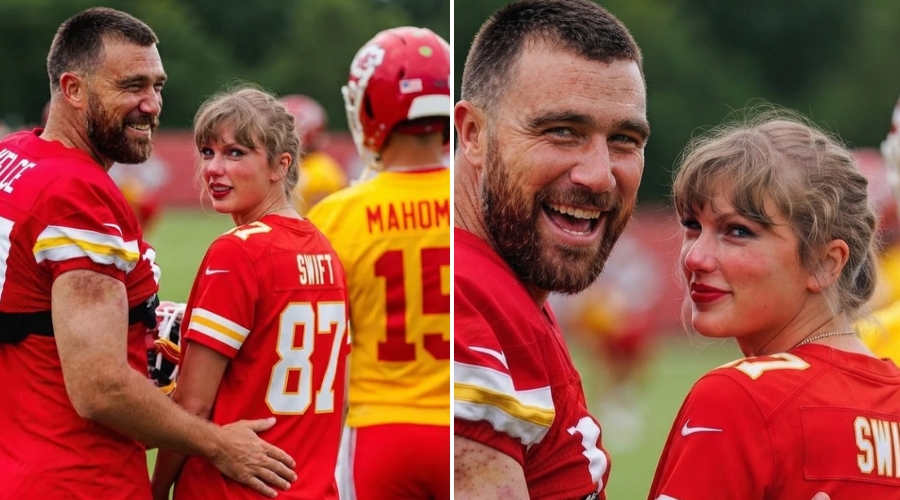 Travis Kelce Caught Grabbing Taylor Swift’s Backside at Chiefs Training Camp After Her Surprise Appearance With Food for His Teammates, But Fans Can’t Get Enough of Adorable Reaction to Travis’ Quirky Antics as an Adorable Moment Unfolds on Camera… See the Full Raw Clips and Photos