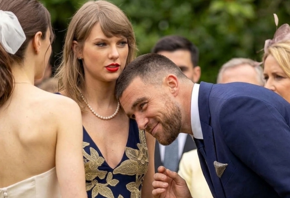 Travis Kelce Caught Inappropriately Looking at His Wife Taylor Swift’s Chest as They Attend Oli Jacobs and Laura Sisk’s Star-Studded Wedding... See the Full Never-Before-Seen Clip