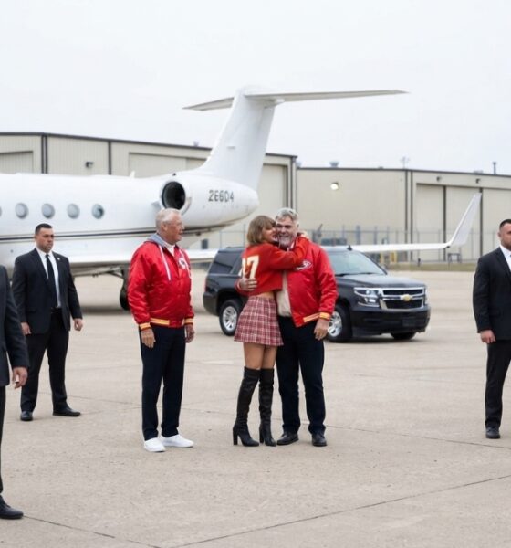 Taylor Swift Spotted Arriving at Kansas City Airport With Her Dad Scott Swift and Father-in-Law Ed Kelce to Support Husband Travis Kelce at the Chiefs vs. Rams Preseason Opener - Taylor Loves Her Father-in-Law So Much That She Was Seen Sweetly Hugging Ed, Leaving Her Dad Visibly and Hilariously Jealous... See the First Glimpse and Never-Before-Seen Photos
