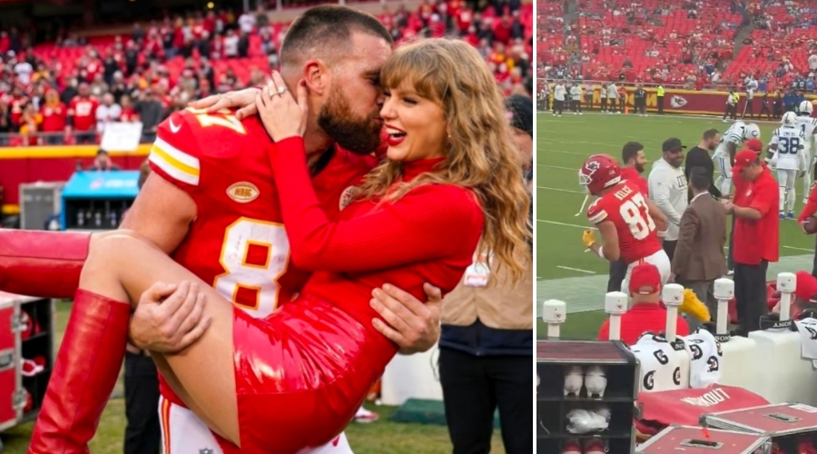 Travis Kelce Breaks NFL Protocol After Leading the Chiefs Onto the Field, Then Runs Toward Taylor Swift After Spotting Her, as She Runs to Meet Him and Gives Him the Sweetest Good-Luck Kiss Before the Game - Fans Are Going Crazy and Can’t Stop Replaying the Heartwarming Moment... See the Never-Before-Seen Clip and Photos