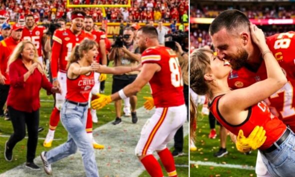 Taylor Swift Breaks NFL Protocol Again and Rushes to the Field to Celebrate, Hug, and Kiss Husband Travis Kelce After Chiefs’ Stunning 33–30 Overtime Win Over the Colts - Mom Andrea Swift Seen Chasing Her Daughter to Caution Her as Overexcited Taylor Couldn’t Hold Herself Back, While Patrick Mahomes Couldn’t Hold Back His Laughter… See the Full Never-Before-Seen Clip and Photos